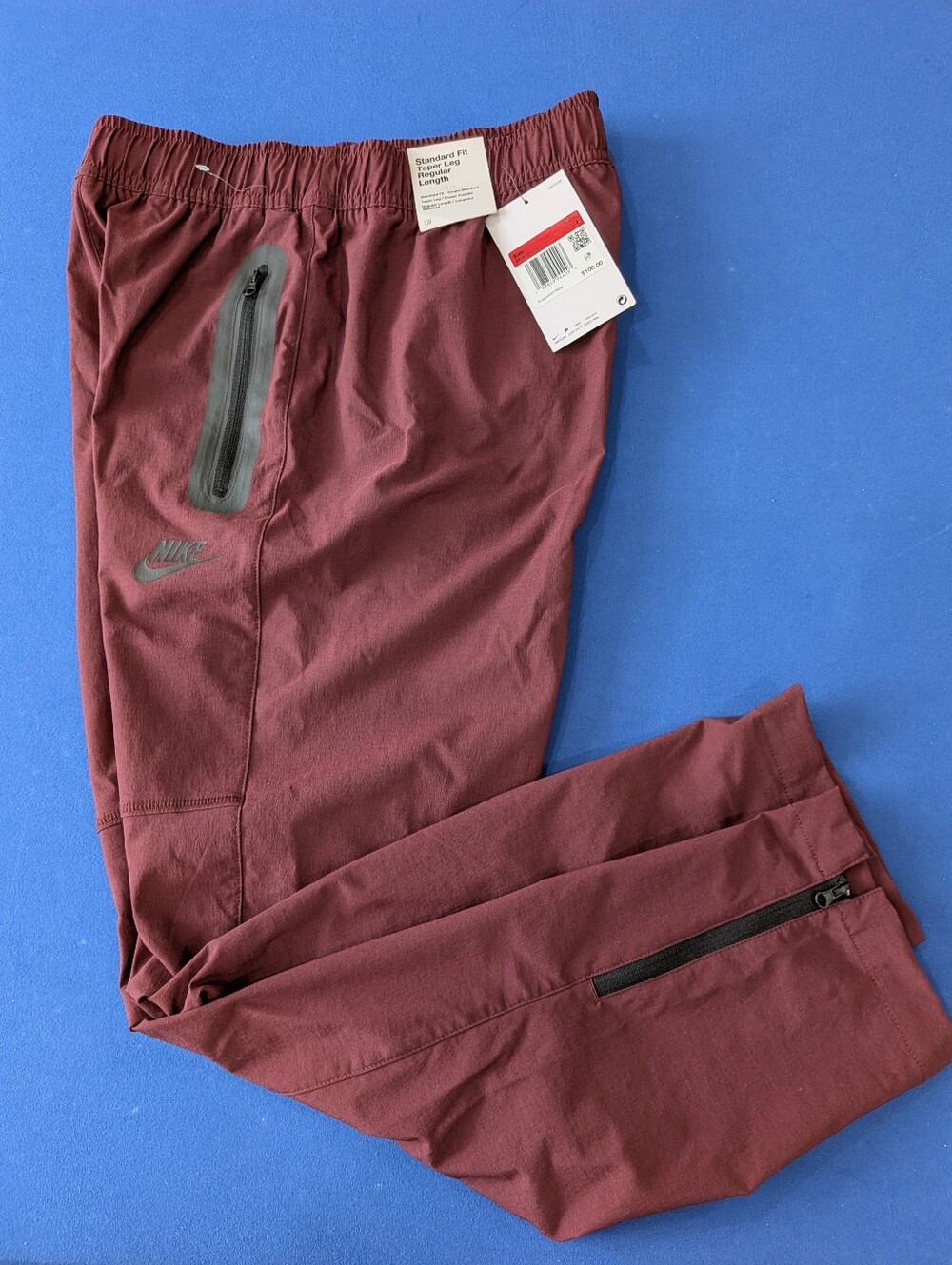 Large Kids Nike Tech Pants Maroon burgundy Jogger HQ8910-652 Taper leg